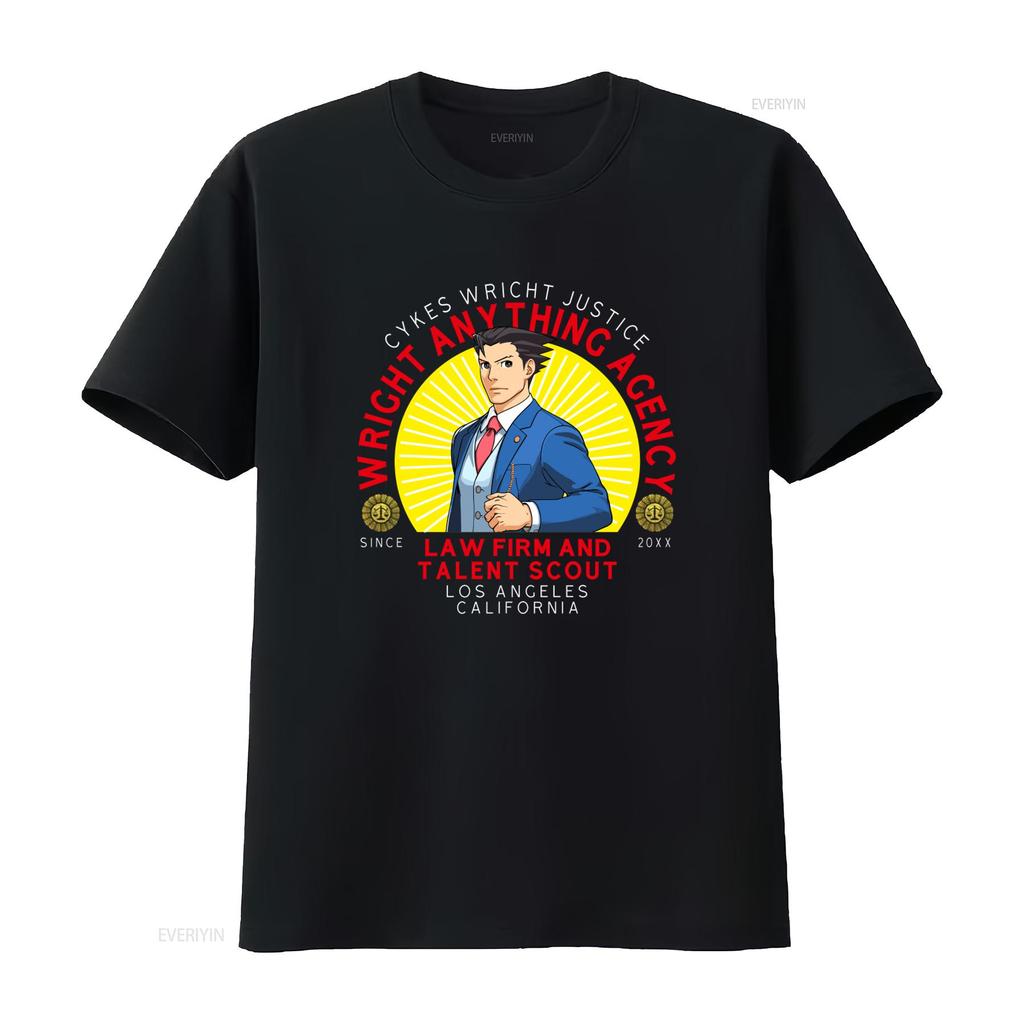 Ace Attorney Wright Anything Agency Navy T Shirt for Adult Los Angeles California Law Firm Design vintage Washed Unisex