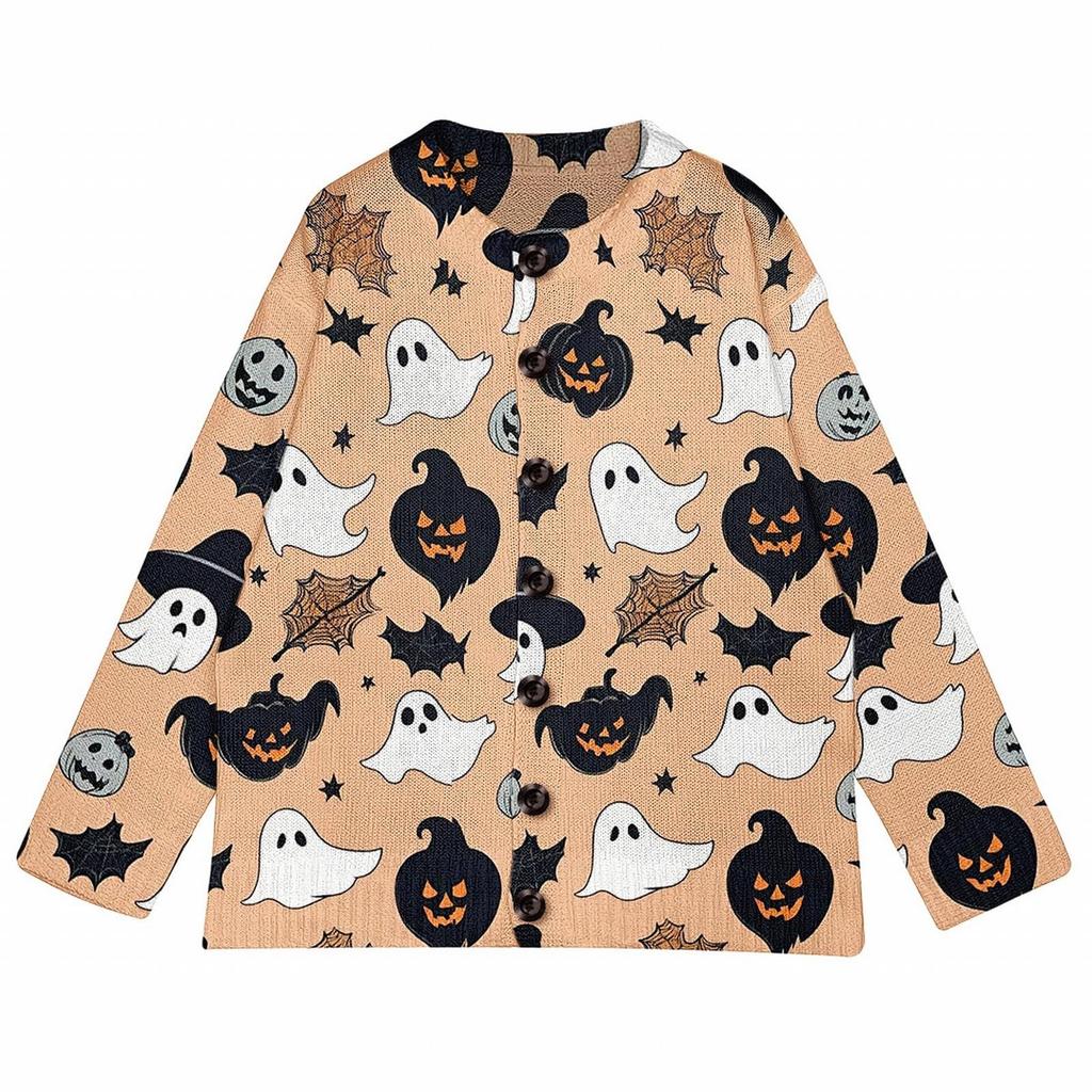 Damen Halloween Strick-Cardigan mit Knöpfen