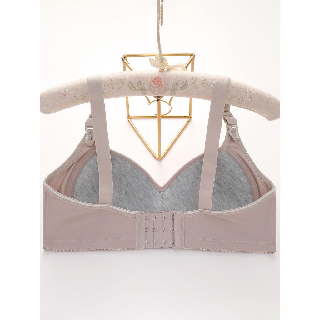 Sexy Lace Flower Face No Steel Ring Bra, Four Rows Three Button Sponge Cup, Plus Size Lingerie for Women