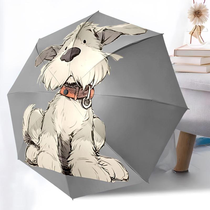 1pc Cute Dog Automatic Folding Umbrella - 8-Rib Automatic Open/Close, Portable Collapsible Compact Umbrella yy251218045