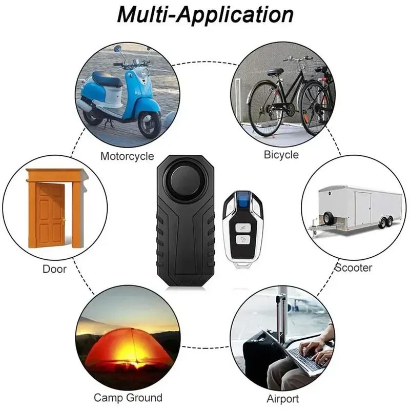 Extractme Wireless Motorcycle Vibration Alarm IP55 Waterproof Bicycle Alarm Remote Control Anti-theft Bike Detector Alarm System