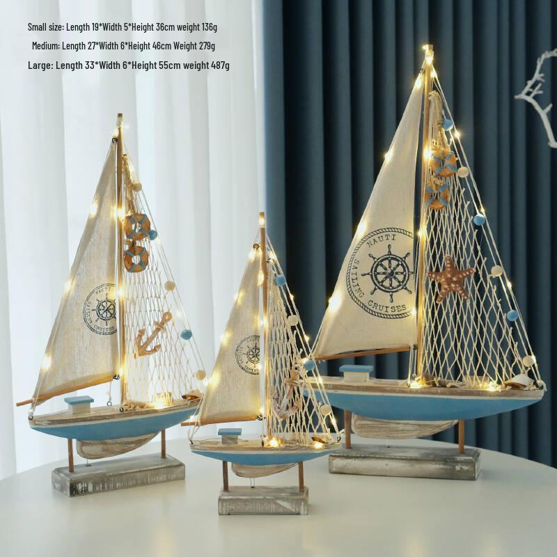 Porzellan Segelschiff Modell im mediterranen Stil - Kreative Holz Heimdeko Ornamente
