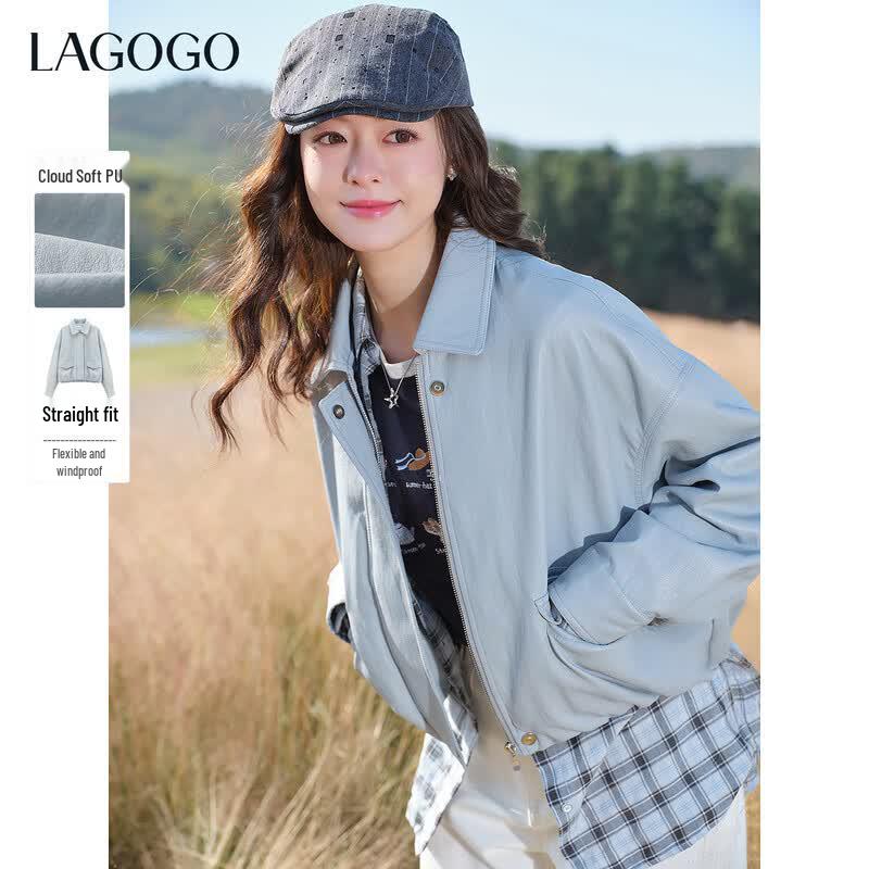 LAGOGO Women s 2026 Spring Ultra-Soft PU Jacket 50-55KG