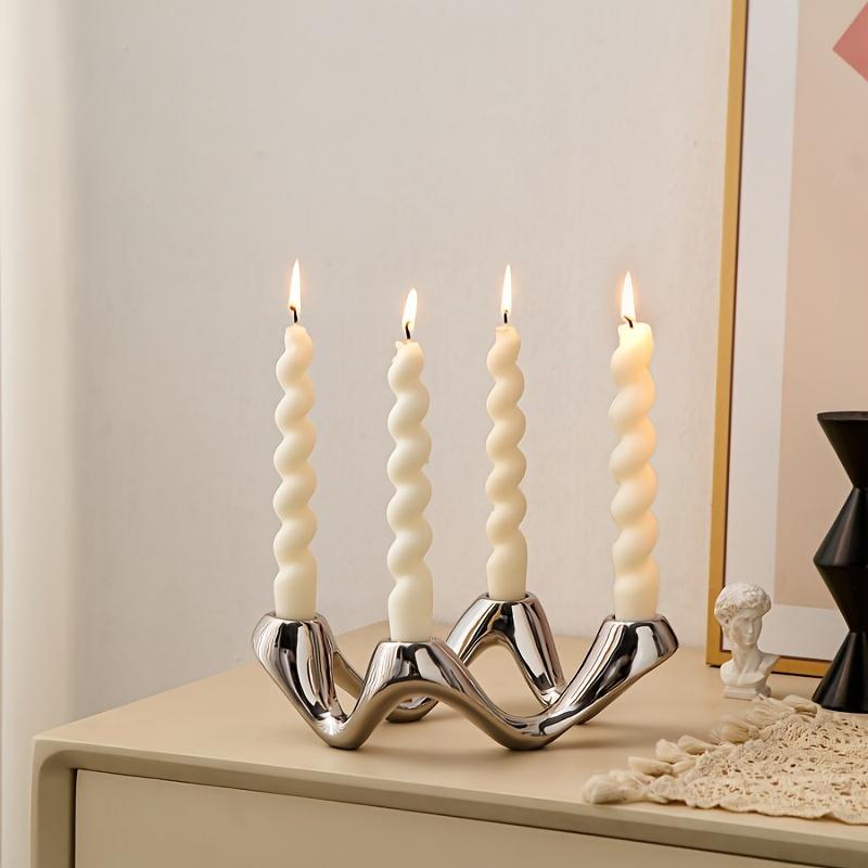 Europäischer Keramik 4-Loch Kerzenhalter Elegante Tischdekoration für Esszimmer Schlafzimmer Geburtstagsgeschenk