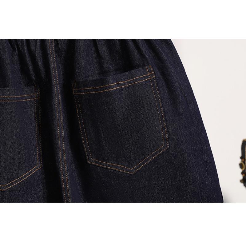 Dimanaf Summer Plus Size 2025 Women Jeans Shorts Elastic Waist Pants Loose Basic High Waist Blue Denim Pants