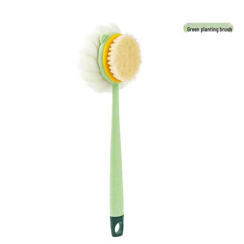 Double-Sided Long-Handled Bath Brush: Soft-Bristled, Multi-Functional Back and Body Scrubber.
