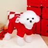 Dog Clothes New Year's Outfit Red Festive Pet Puppy Outfit for New Year 24 Striped Back Four-Legged New Year's Outfit