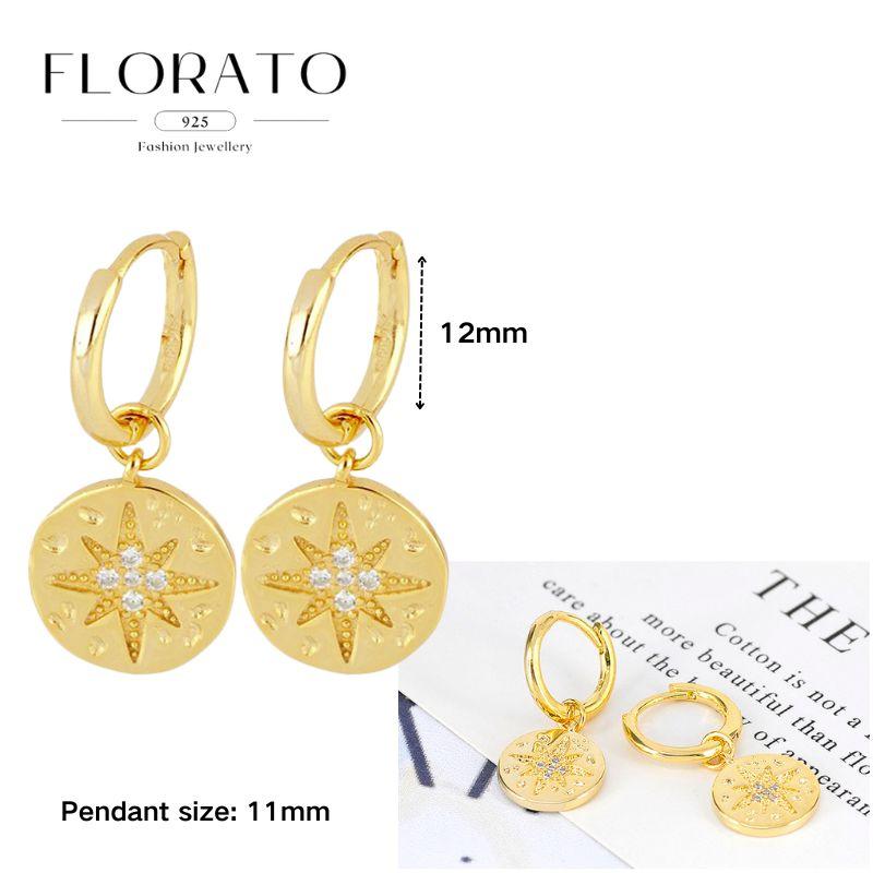 Evil Eye 925 Silver Ear Needle Exquisite Shell Zircon Retro Geometric Pendant Earrings for Women Fashion Party Jewelry