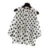 Women Top Round Neck Off Shoulder Long Sleeve Polka Dot Printing Elegant Loose Summer Lady Pullover Shirt Top Daily Wear