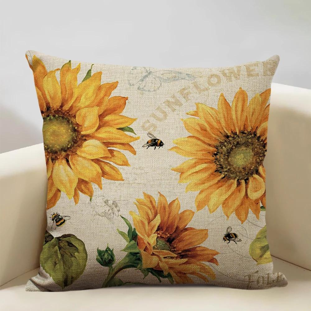Retro Style Cushion Cover 45x45cm Linen Pillow Case Living Room Sofa Decor Pillowcase Colorful Exquisite Flower Pattern Car Seat