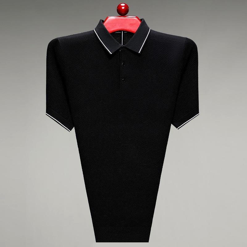 

Одежда для папы среднего и пожилого возраста, деловая повседневная модная мужская футболка с воротником-поло, однотонная, элегантная, дышащая, сетчатая, с коротким рукавом XL