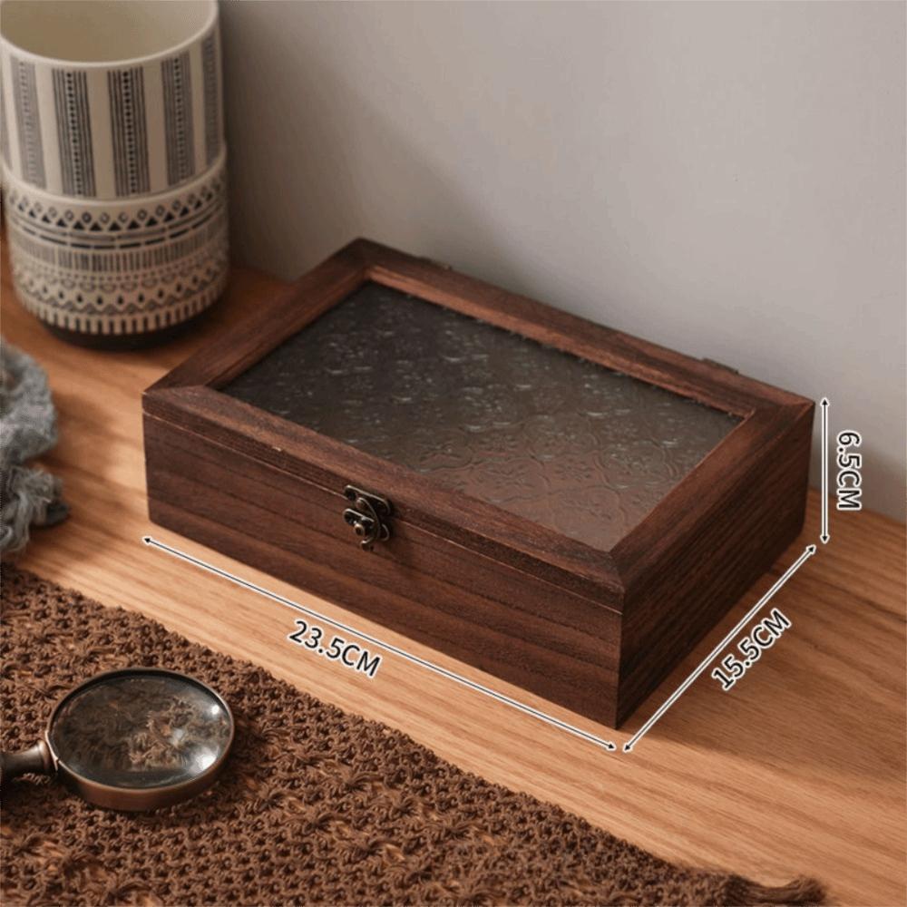 Retro Wooden Flip Cover Storage Box Dustproof Oxidation Proof Desktop Jewelry Box Home Use Humidity Proof Utility Box Sport