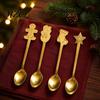 Duurzame Metalen Theelepels 4 Stuks Kerst Roestvrij Staal Set, Peperkoekman Boom Koffie Nieuwigheid Feestartikelen Roerlepels, Dessert