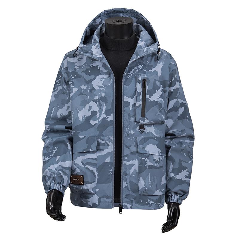 European Size Hooded Tooling Jacket Men's New Loose Casual Camouflage Men's Top Coat