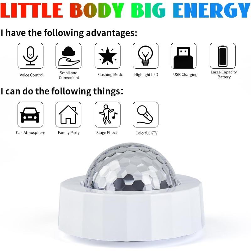 Xiaomi Car Disco Ball Rechargeable Battery Mini Disco Ball for Car Music Sound Activated Multicolor Car Disco Lights Inside Your Car
