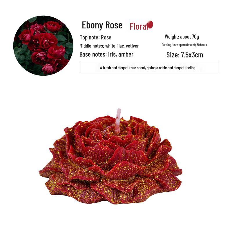 Low-Temp Rose Peony Aroma Candle with Skin-Safe Tearable Wax 70g Wax