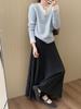 Korean Style High-Waisted Pleated Knit Midi Skirt: Elegant, Versatile, and Soft for a Casual Ladylike Look