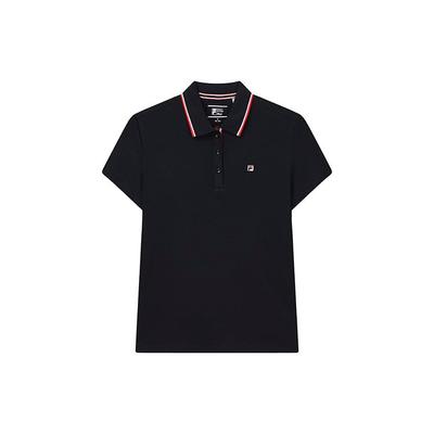 Solid Color Sports Casual Short Sleeve Polo Shirt Women Tops Legendary-Blue F11W221104FNV