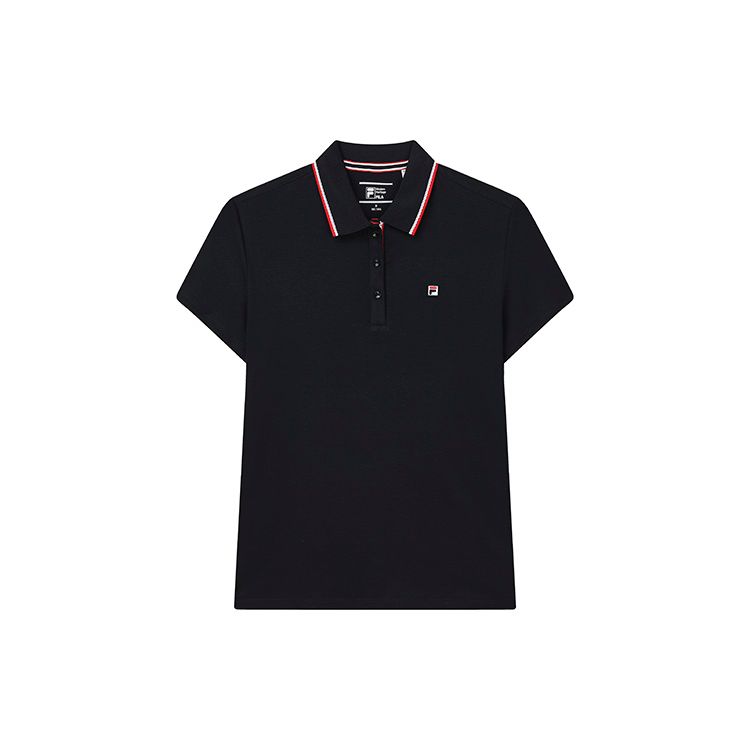 FILA Solid Color Sports Casual Short Sleeve Polo Shirt Women tops Legendary-Blue F11W221104FNV