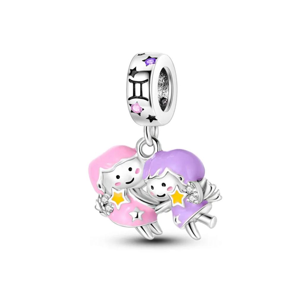 copper Cartoon Zodiac Bead Charms Fluorescent Pendant Suitable Ideal For Bracelets Do It Yourself Womens Jewellery Accessories