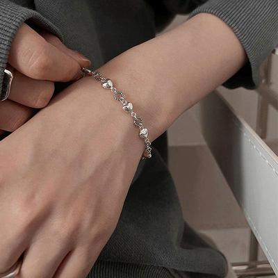 Korean Retro Heart Chain Bracelet: Women's Hip Hop Punk Jewelry