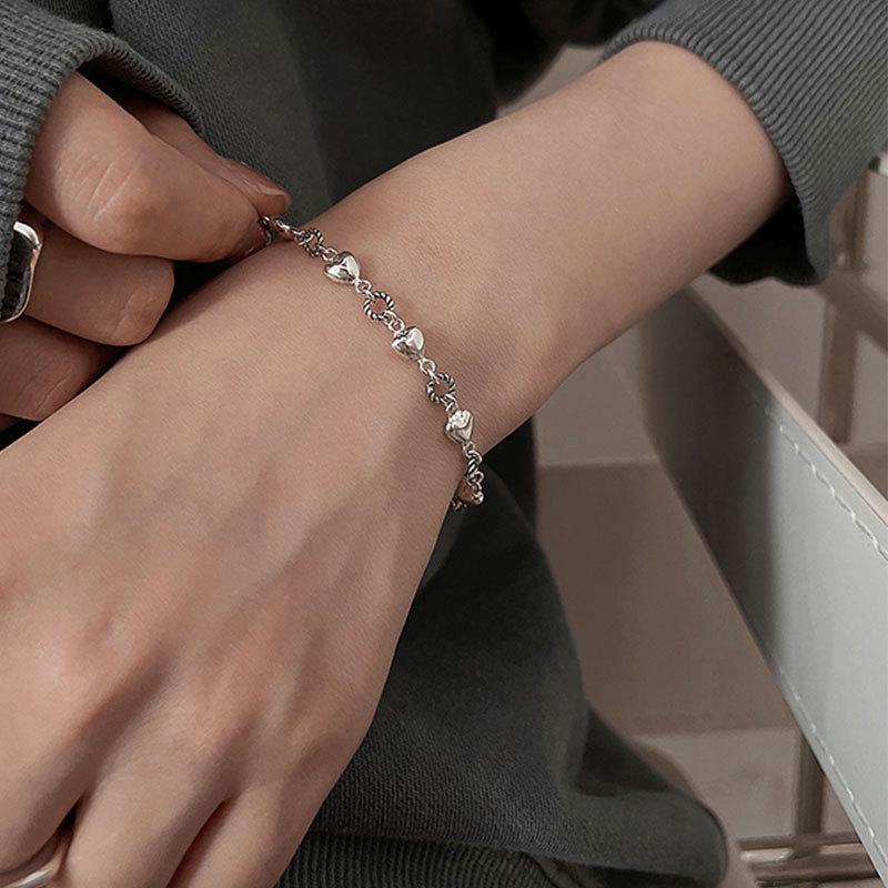Korean Retro Heart Chain Bracelet: Women s Hip Hop Punk Jewelry