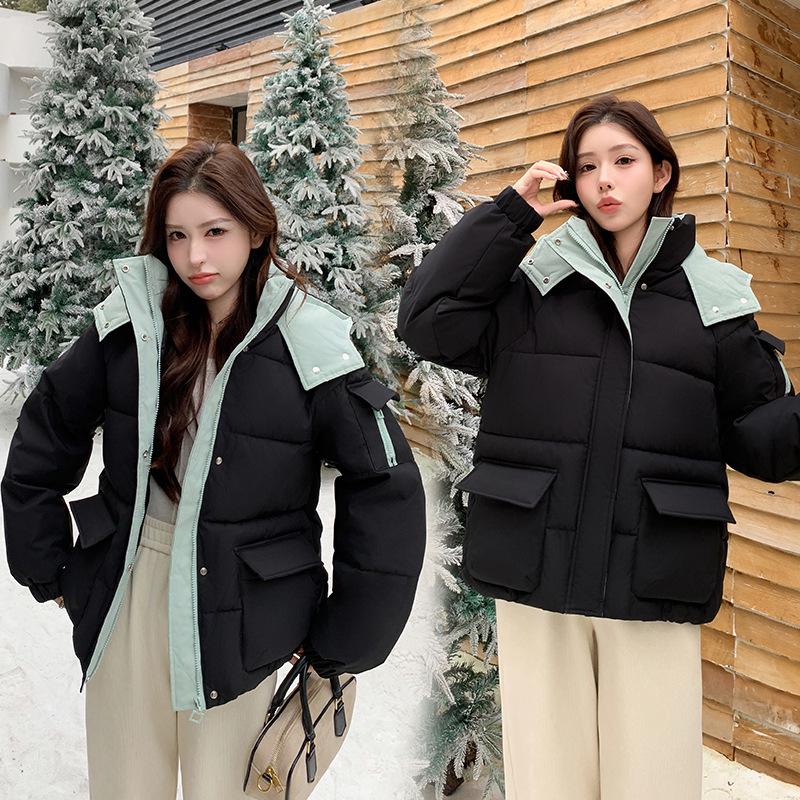 

Korean Style Women s Loose Cotton-Padded Winter Jacket with Stand-Up Collar 2XL for 140-150 lbs