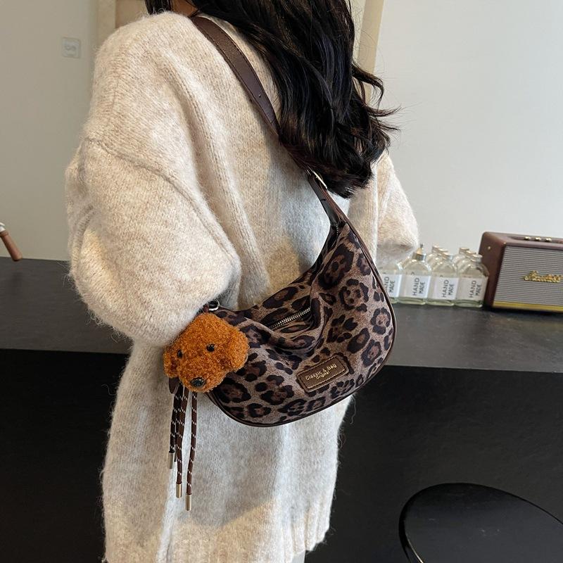 Fashion Leopard Print Dumpling Bag Women's New Trend Versatile Shoulder Bag High Sense Commuter Messenger Bag