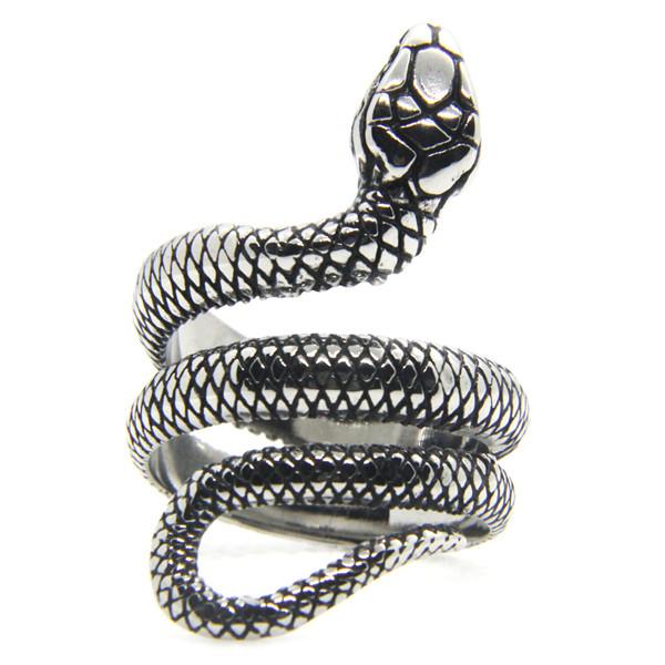 Vintage Style 316L Stainless Steel Cobra Snake Ring Women Mens Fashion Party Snake Ring