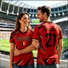 2026 Maglietta da Calcio Estiva Belgio Top Maglia da Calcio T-shirt Abbinamento Familiare Traspirante Uomo Donna Maniche Corte Top