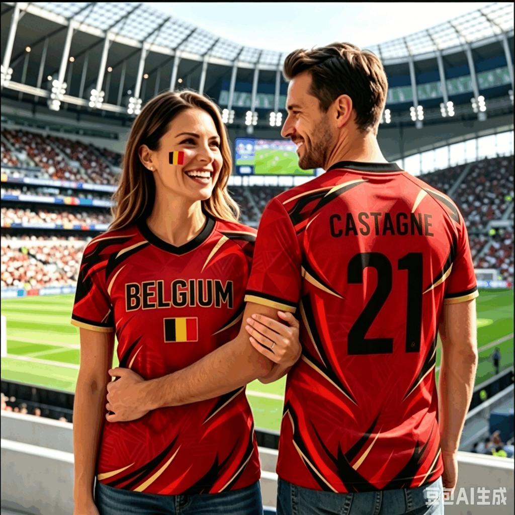 2026 Maglietta da Calcio Estiva Belgio Top Maglia da Calcio T-shirt Abbinamento Familiare Traspirante Uomo Donna Maniche Corte Top