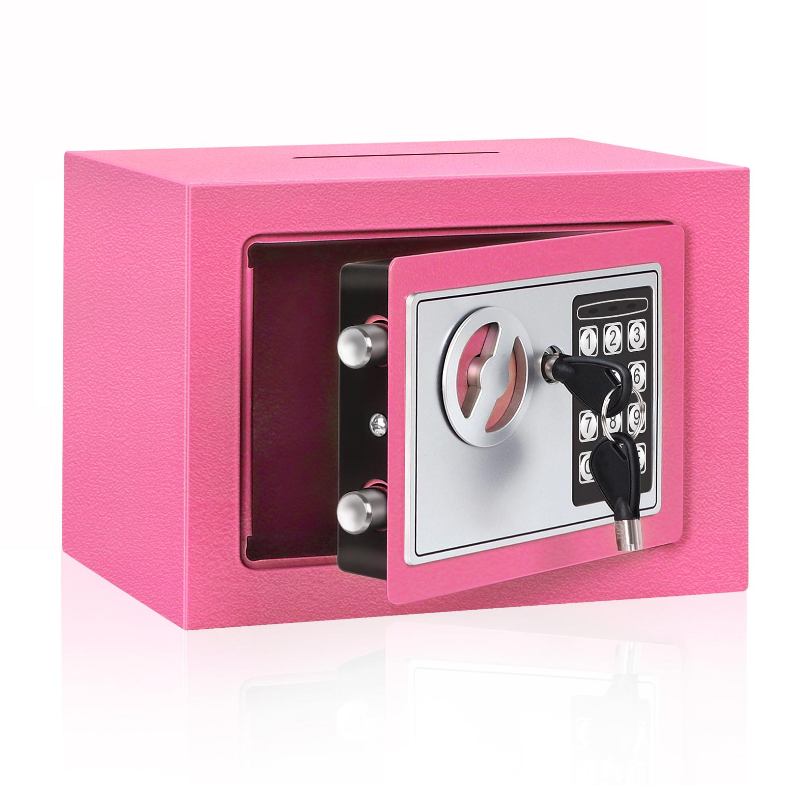 

Digital electronic lock safe - Fireproof safety cabinet for home/cash/gun storage, portable safe with anti-theft alarm рожевий