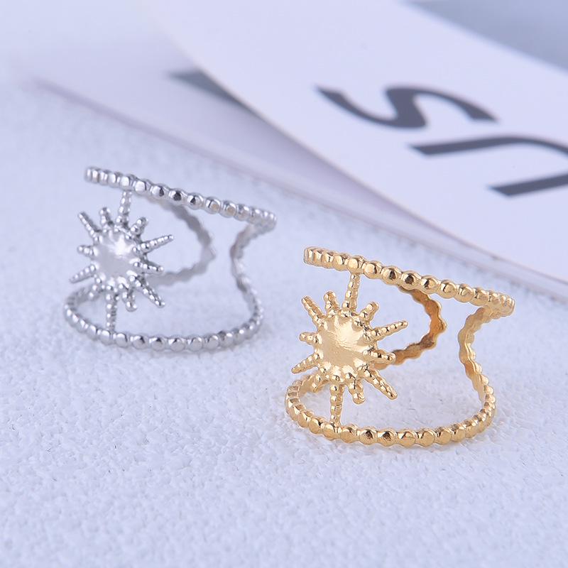 Women's High-End Minimalist Stainless Steel Openwork Star Adjustable Ring