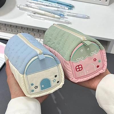Cartoon Pink Blue House Pencil Case Cute Large Capacity Pencil Bag Multi Functional Storage Bag Stationery School Supplies