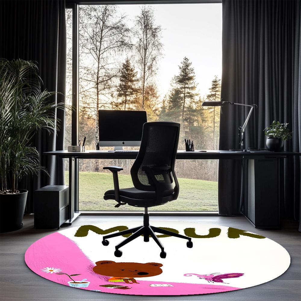 Mouk Printed Round Rug Carpet Chair Rug Area Rug Entryway Doormats,for Office Chair Living Room Bedroom Kitchen Room.