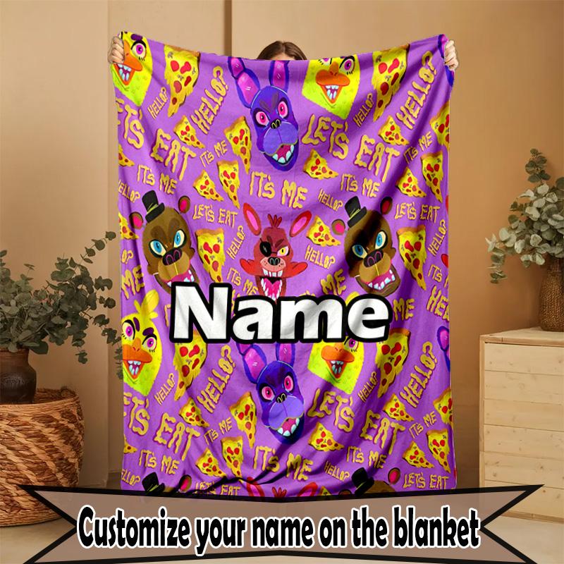 Custom Name Personalized Five Nights at Freddy's Print Blanket, Home Decor, Bedroom, Sofa, Camping, Couch, Gifts for Birthday ChristmasEnthusiasts