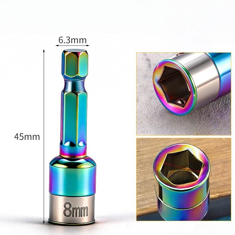 1/4Pcs 8mm Hex Shank Ratchet Socket Adapter, Metal Impact Wrench Converter for Power Drill Hexagonal Screwdriver Bit Tool