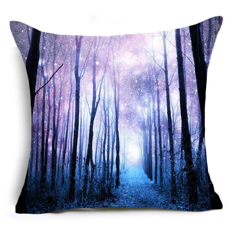 Green Plant Forest Pattern Decorative Pillowcase Living Room Bedroom Square Cushion Pillowcase