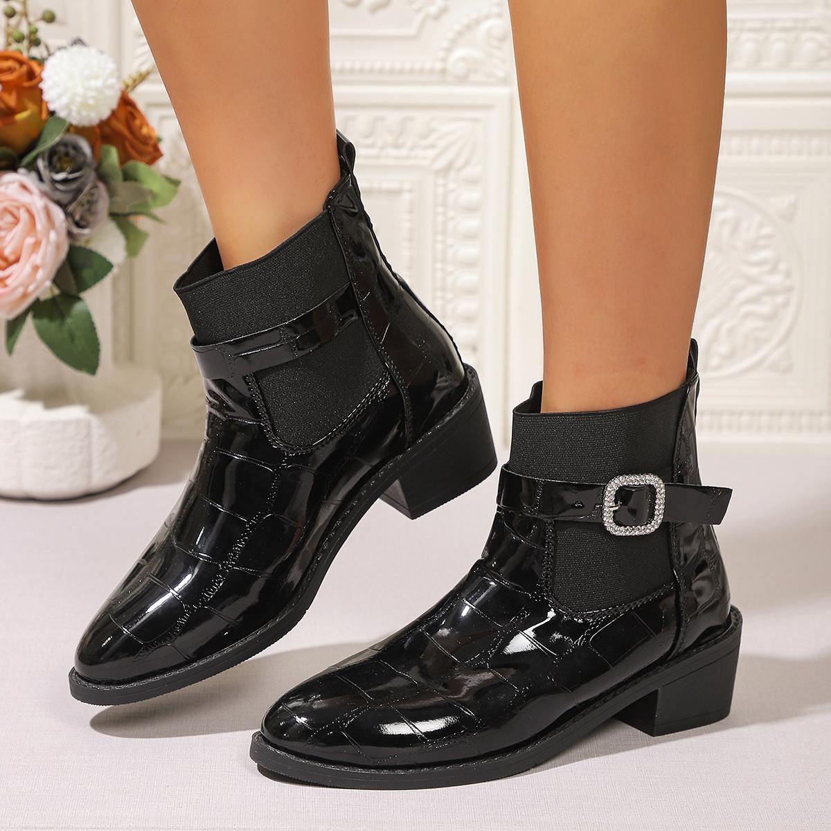 

Leisure Boots Female Woman Winter Winter Zipper Warm Classic Shoes for Women Hoof Mid Heels Solid Leather Modern Boots Shoes 35 чёрный