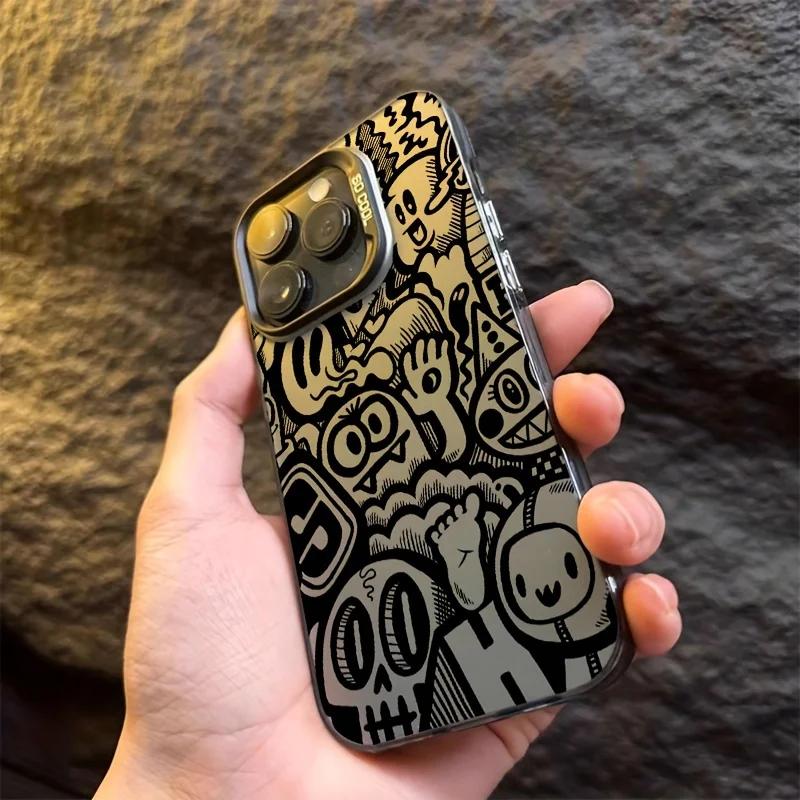 Graffiti Monster Skull Pattern Design Protective Cover for iPhone 17 16 15 14 13 12 11 16E Series Pro Max Plus