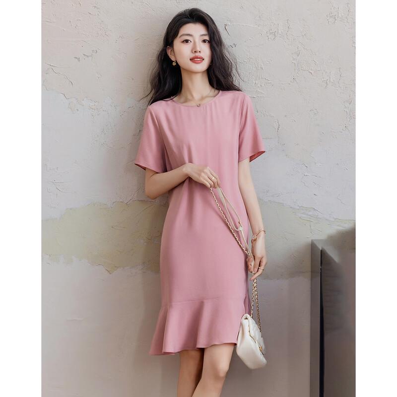 Women's Silky Acetate Ruffle Midi Dress