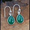 Solid 925 Sterling Silver Green Onyx Pear Gemstone Handmade Drop Earrings Gift For Her Bezel Setting Earrings