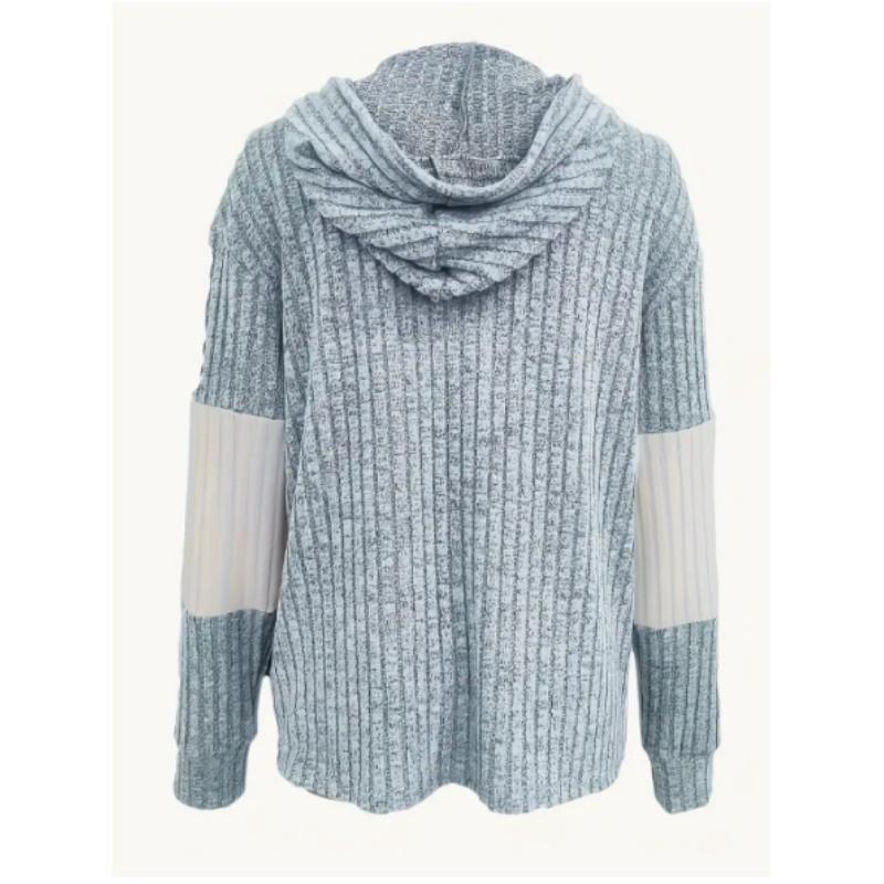 Damen Frühling & Herbst Strick Zip-Hoodie Langarm Bequemes Lässiges Sweatshirt