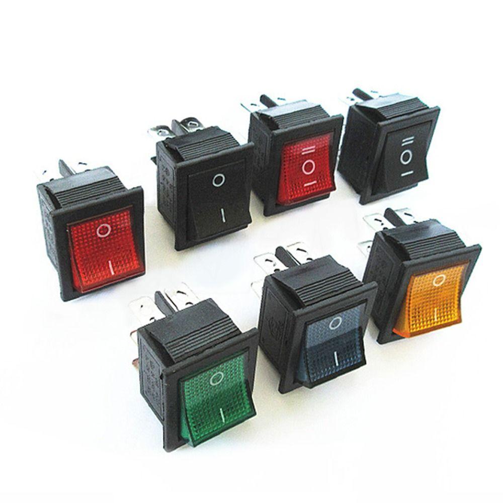 6-Pin 3rd Gear 16A 250V with Light Switches Rocker Power Switch Self-locking/Latching