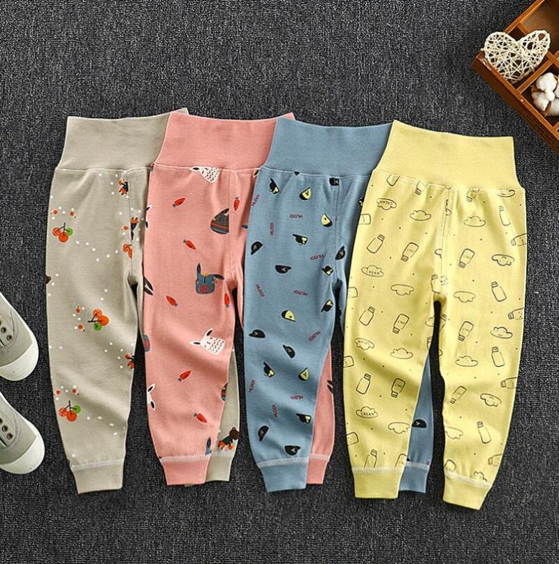 Children's 100% Cotton Autumn Pants, High-waisted Belly-protecting Pants, Baby Pants with Open Crotch, Boys' and Girls' Undershirts and Sleep Pants