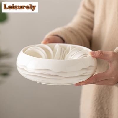 1200ml Chinesesheep Fat Jade White Porcelain Jianshui Vintage Tea Cup Wash Writing-brush Washer Chaxi Teaset Accessories Craft