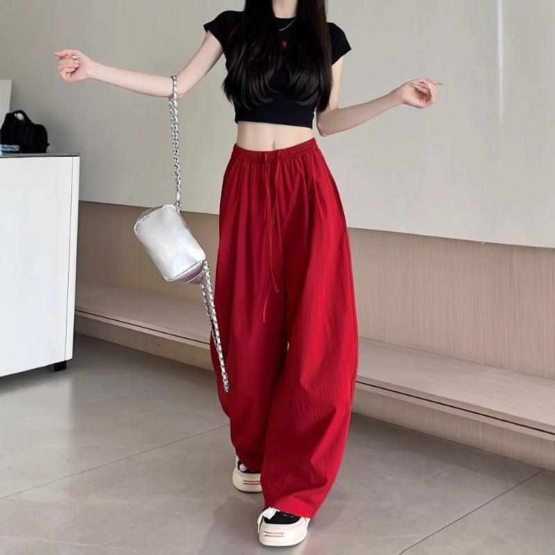 Scimitar pants women's summer thin new high waist loose drape straight wide leg pants casual long pants