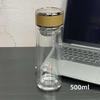 Custom Logo Double-Layer Glass Cup with Burned Cloud Pattern and Screw Cap – Ideal Gift for Events