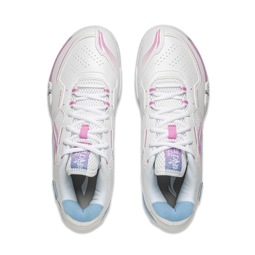 Li Ning Cushioning Slip Resistant Coverage Low Top Badminton Shoes Unisex Standard White AYTV003-1