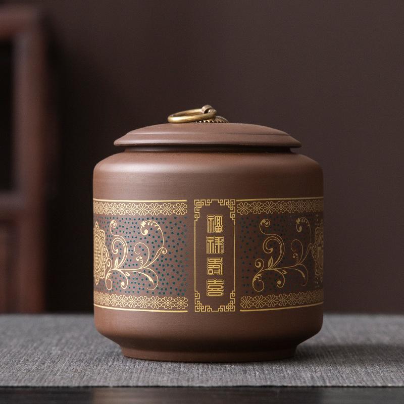Vintage Tea Jar with Lid Ceramic Sealed Candy Jar Home Multifunctional Coffee Bean Nut Medicinal Material Storage Box Home Decor